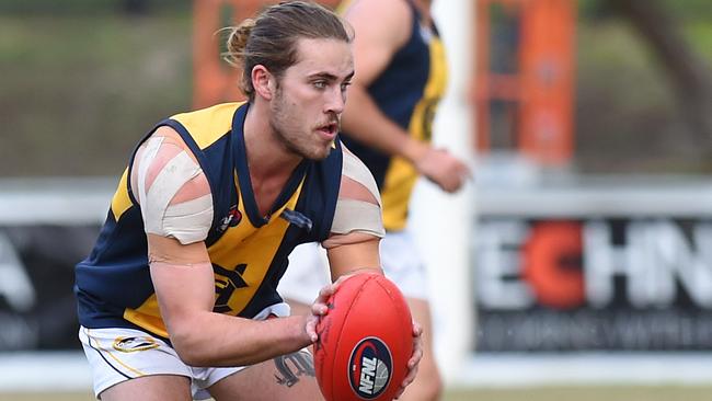 Mitch Dale in action for Hurstbridge. Picture: Josie Hayden