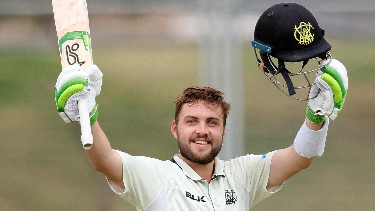 Josh Inglis celebrates his Shield century against Victoria. Picture: Daniel Kalisz/Getty Images