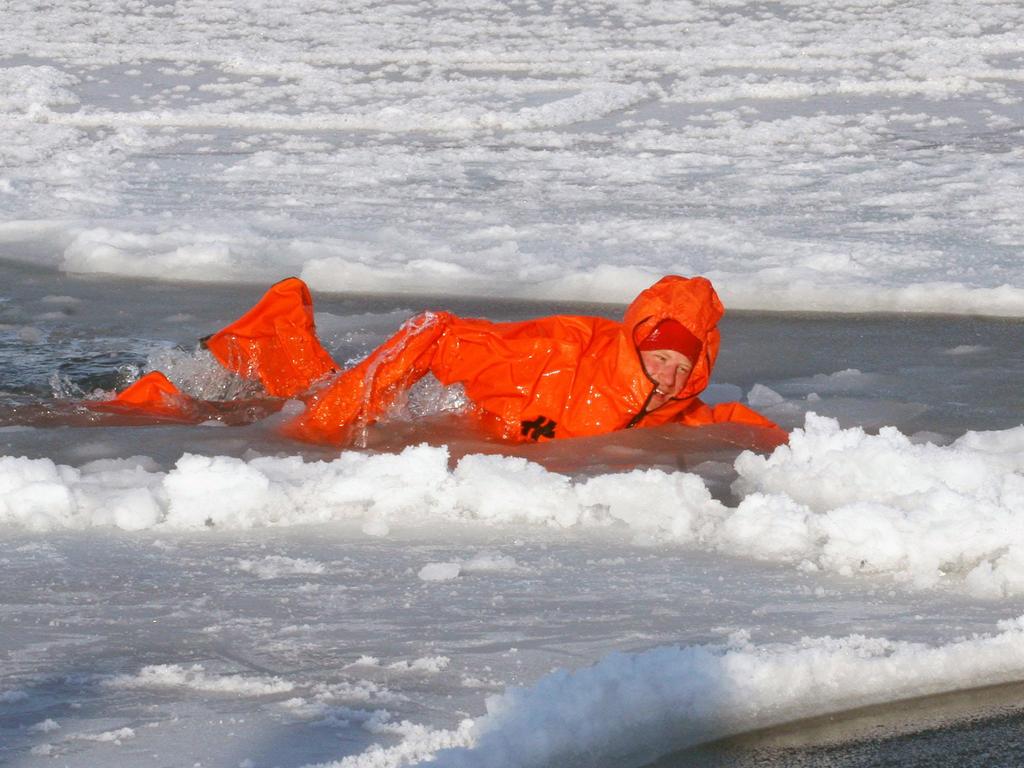 Prince Harry in an immersion suit, on the island of Spitsbergen, situated between the Norwegian mainland and the North Pole in 2011. Picture: AP