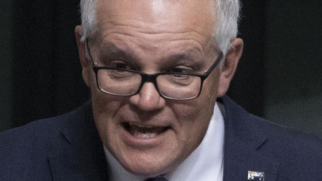 CANBERRA, AUSTRALIA - NewsWire Photos NOVEMBER 30, 2022: Former Prime Minister Scott Morrison facing a censure motion over the secret minister scandal, in Parliament Ãâ¢House in Canberra.Picture: NCA NewsWire / Gary Ramage