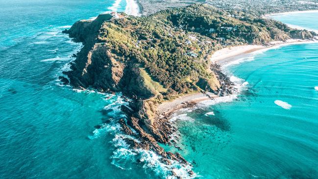 Byron Bay (Wategos/Lighthouse) from above.