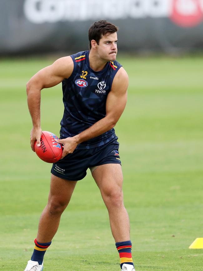 Darcy Fogarty at Crows training last month. Picture: Sarah Reed