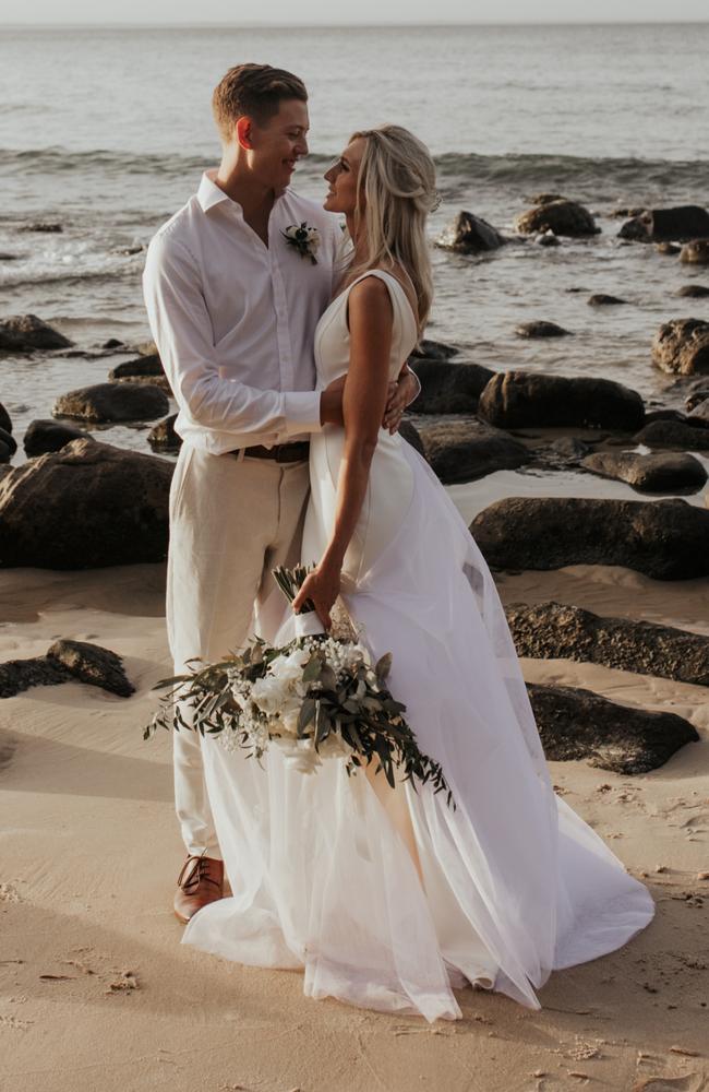 Taylor Grut &amp; Jayden Clout at the beach at Noosa. Picture: Tessa Shannon Photography