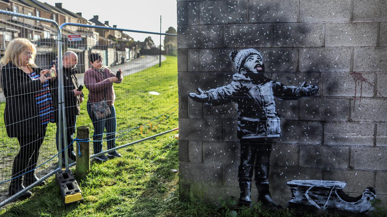 Banksy artwork attacked by ‘drunk halfwit’. Picture: Getty 