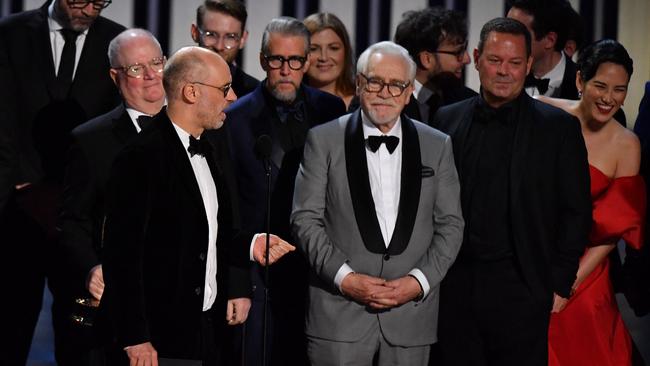 US screenwriter Jesse Armstrong speaks as the cast and crew of Succession"accept the award for Outstanding Drama Series onstage during the 75th Emmy Awards at the Peacock Theatre at L.A. Live in Los Angeles on January 15, 2024. Picture: Valerie Macon / AFP