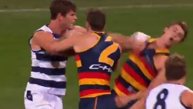 Tom Hawkins didn't get the jumper punch memo it seems.