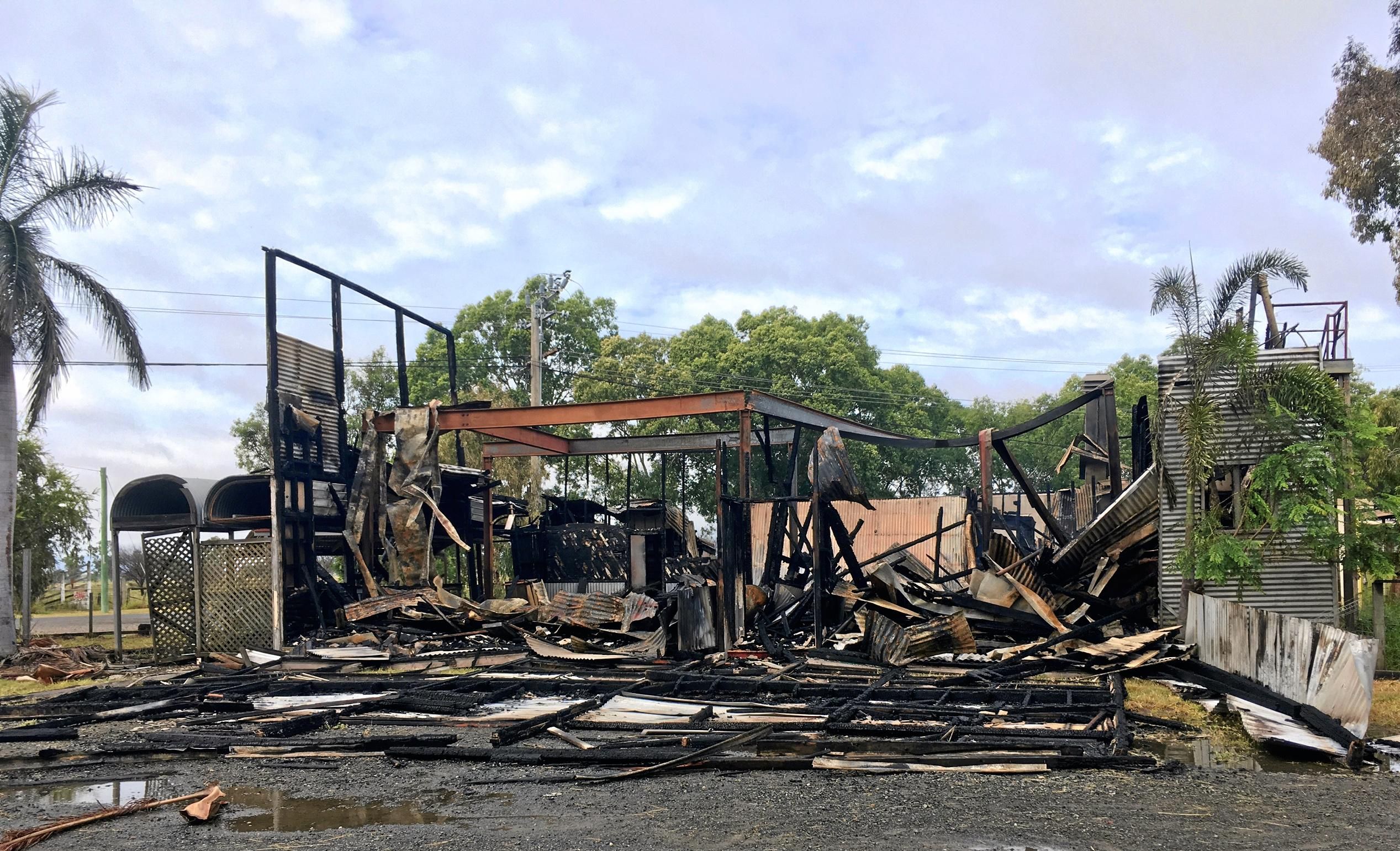 All that remains of the Archer Hotel after a fire destroyed the two-storey building on New Year's night. Picture: Shayla Bulloch