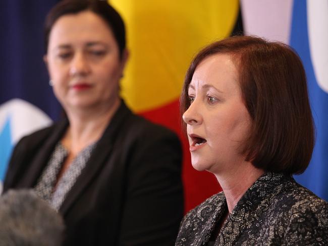 Attorney-General Yvette D’Ath (front) and Premier Annastacia Palaszczuk have been accused of cover-ups.