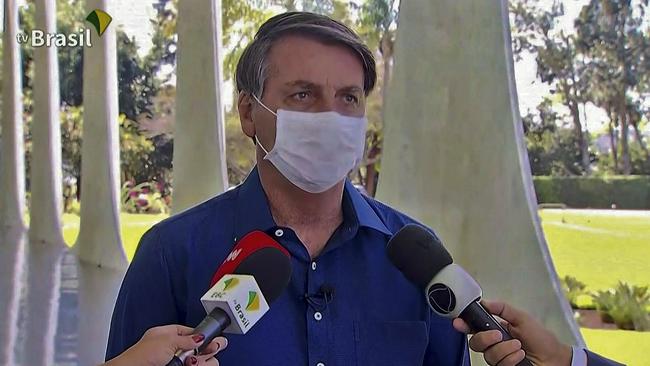 A screen grab of TV Brasil showing Brazilian President Jair Bolsonaro announcing his positive coronavirus test. Picture: AFP