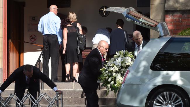 The hearse arrives at St John’s. Picture: Nicole Garmston