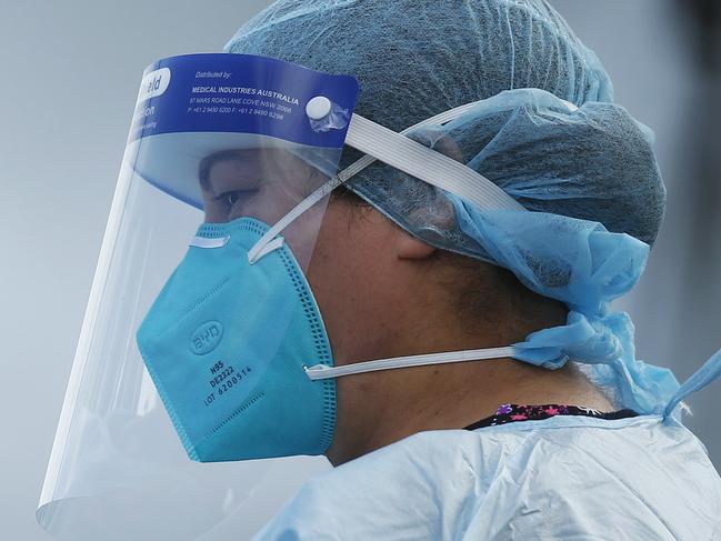 MELBOURNE, AUSTRALIA - NewsWire Photos SEPTEMBER 18, 2020:   A person is tested at a pop-up COVID19 test site in Clyde, Melbourne, Victoria. Picture: NCA NewsWire / Daniel Pockett