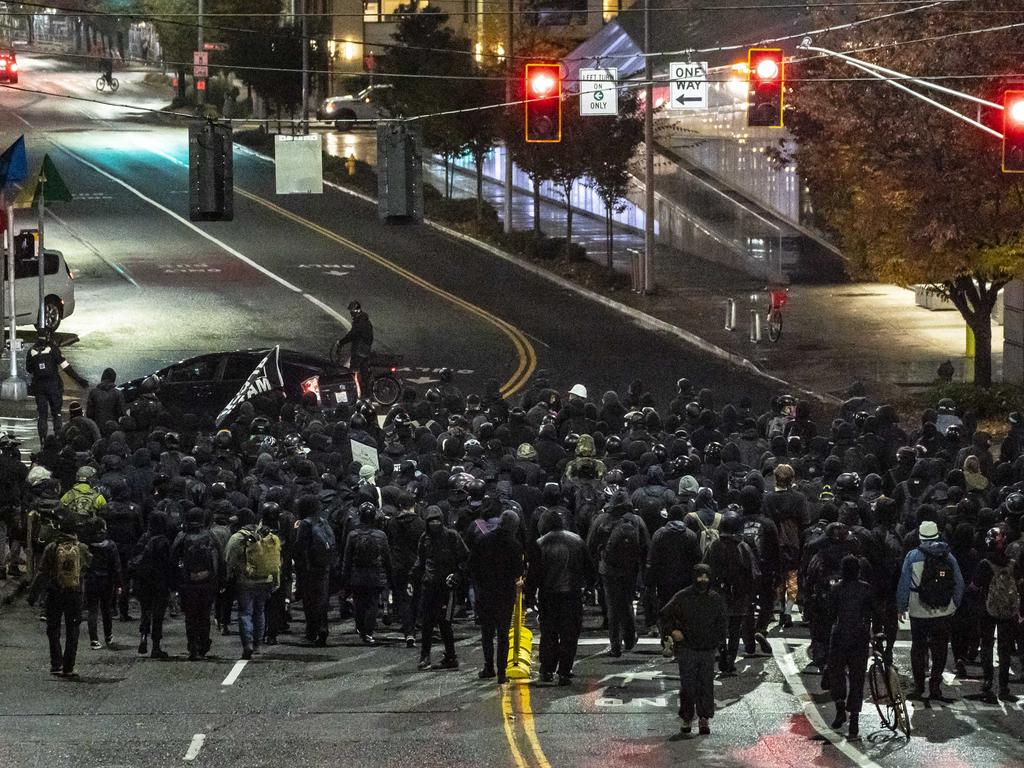 Racial justice protesters march from the Capitol Hill neighbourhood toward downtown on November 3, 2020 in Seattle, Washington. Picture: David Ryder/Getty Images/AFP