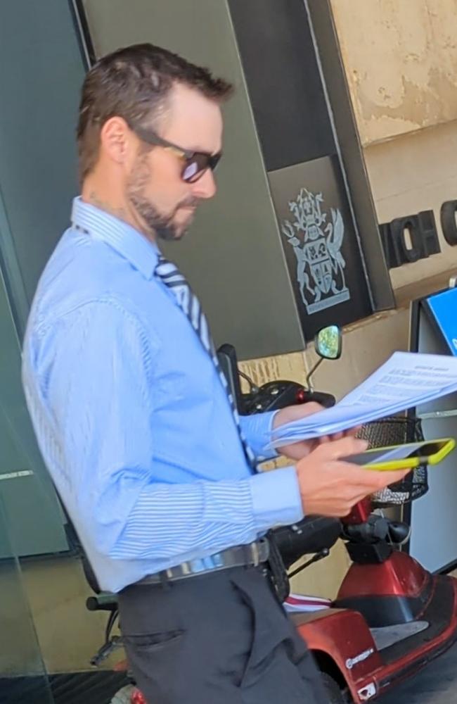 Silkstone dad Michael James Schrapel, 38, leaving Ipswich Court on July 11, 2023. Picture: Nicola McNamara