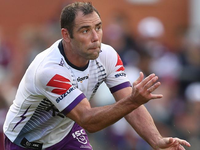 Melbourne's Cameron Smith during the Manly Sea Eagles v Melbourne Storm NRL match at Lottoland, Brookvale. Picture: Brett Costello