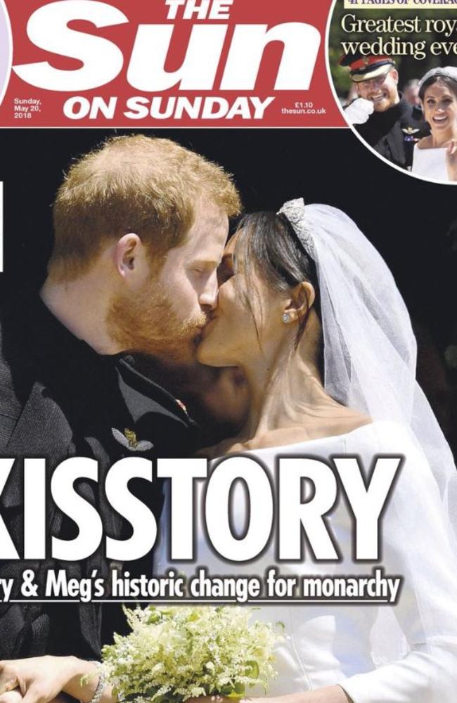 How The Sun celebrated the nuptials. Picture: The Sun on Sunday UK