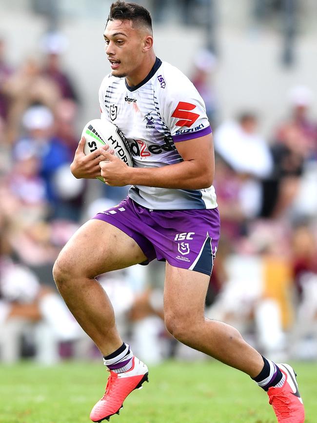 Tino Fa’asuamaleaui in action against the Manly-Warringah Sea Eagles in March.