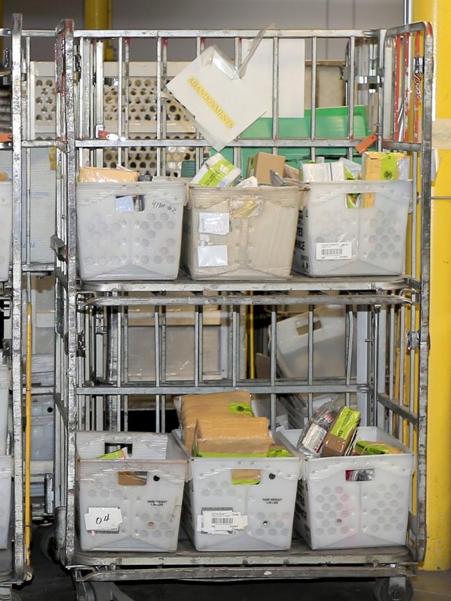 Items being inspected at a private warehouse at San Pedro Port. Picture: Coleman-Rayner