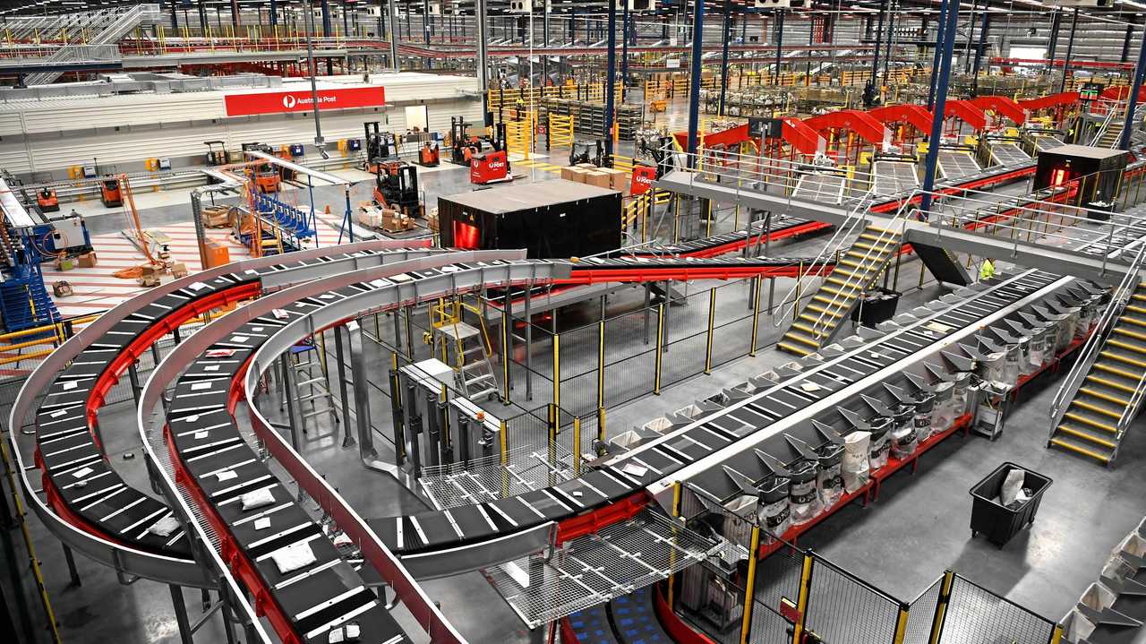 Inside the new parcel facility and delivery centre in Redbank. Picture: Rob Williams