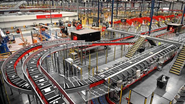 Inside the new parcel facility and delivery centre in Redbank. Picture: Rob Williams