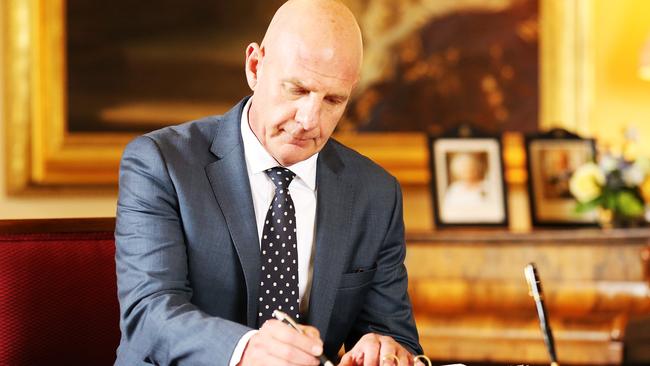 Mr Gutwein being sworn in as the new premier at Government House in January 2020. Picture: Zak Simmonds