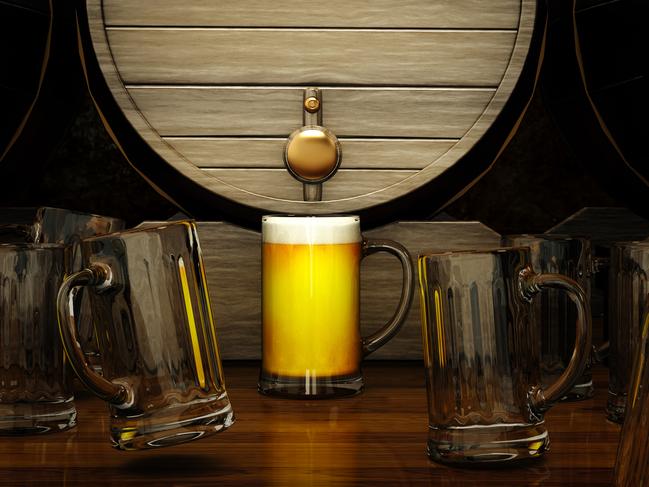 Generic image of glasses of beer and barrel. The Best Beer