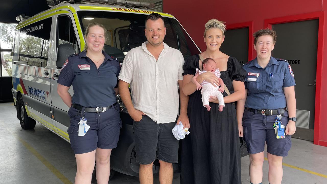 Alannah Ellery, Lucy Montague, Amy Hopkins and Mark Ratcliffe with baby Willow. Picture: Supplied