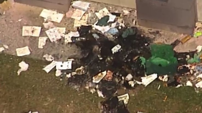 The remnants of one of the fires started by rioting prisoners at Arthur Gorrie jail. Picture: 7 News