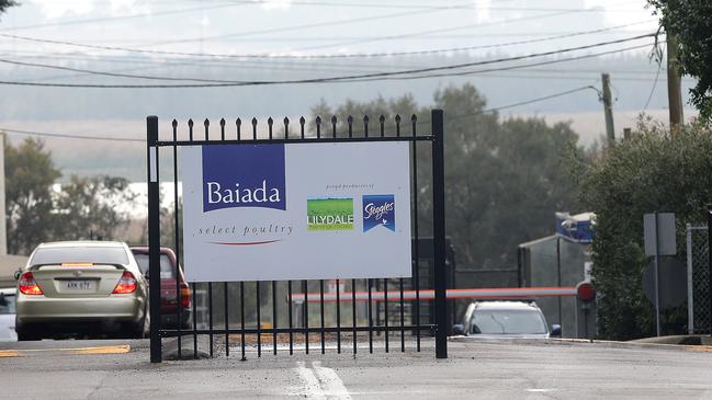 The entrance to a Baiada Factory at Beresfield near Newcastle in NSW. Picture: Peter Lorimer