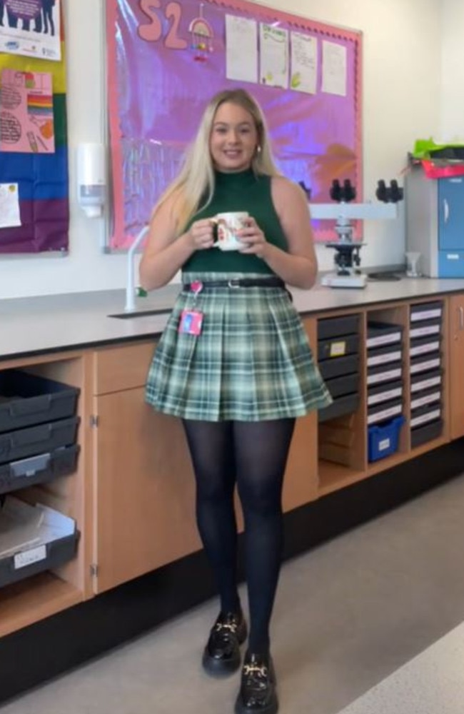 Scottish teacher Victoria shares her work outfits online and has garnered attention for her ‘very relaxed’ looks. Picture: TikTok/victoriaren97