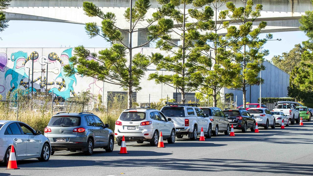 People are queuing for hours to get their Covid test. Picture: Richard Walker