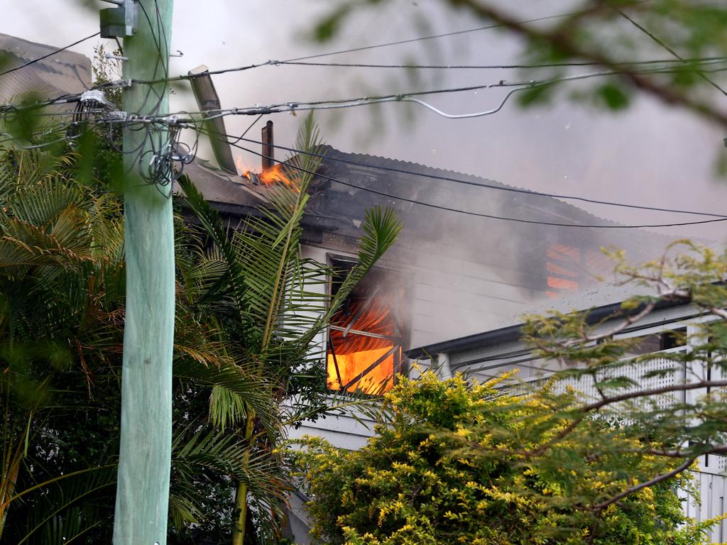 An intense fire in Evelyn street, Grange has seen at least three house lost this afternoon. Picture: David Clark