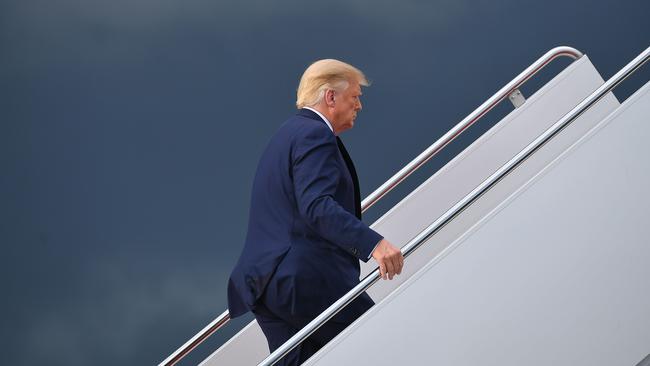 US President Donald Trump boarding Air Force One. Picture: Mandel Ngan/AFP