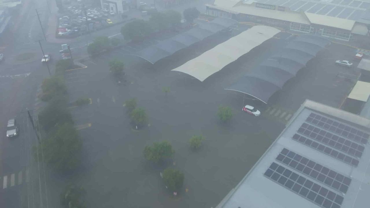 Aerial footage captures Hervey Bay during the wild weather brought by ex-Tropical Cyclone Albert. Photo: Stuart Taylor.