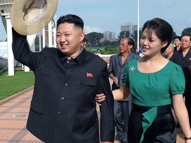 There were fears North Korean leader Kim Jong-un (left) had his wife Ri Sol-ju executed when she disappeared from the public eye for eight months. Picture: AP Photo/Korean Central News Agency via Korea News Service, File