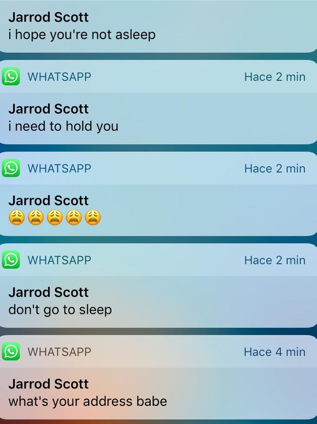 Fleming claims Scott first contacted her in December 2016 via direct message on Instagram and their relationship progressed from there.