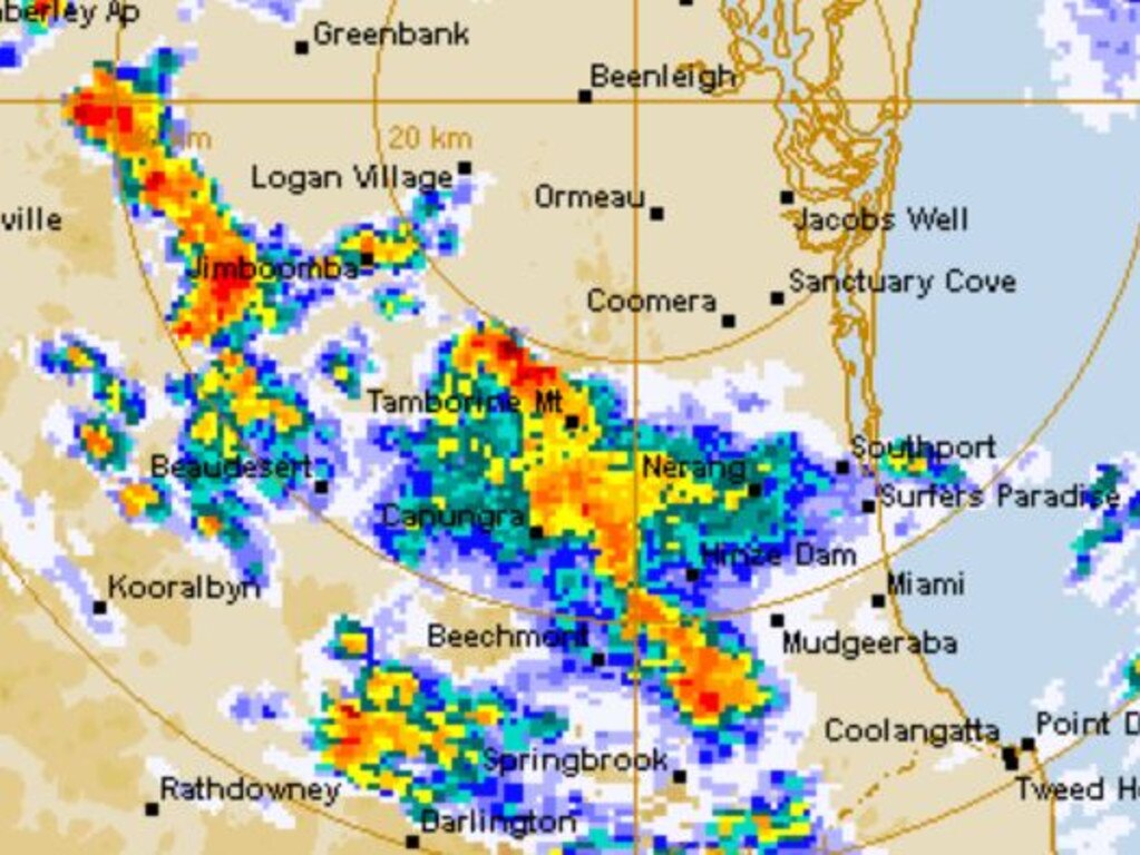 Severe storms are impacting South East Queensland this afternoon. Picture: BOM