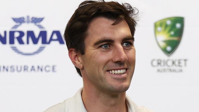 SYDNEY, AUSTRALIA - SEPTEMBER 30:    Pat Cummins speaks to the media during a Cricket Australia & Cricket NSW Platinum Partnership announcement with NRMA Insurance at Cricket NSW HQ on September 30, 2022 in Sydney, Australia. (Photo by Matt King/Getty Images for Cricket Australia)