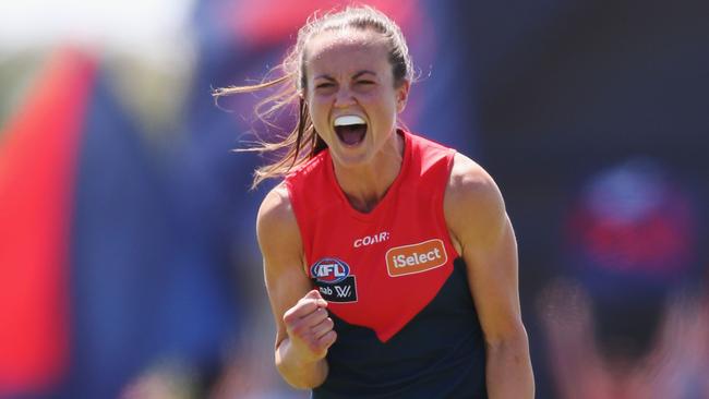 Pearce captained Melbourne’s AFLW side in their first two seasons. Picture: Michael Dodge/Getty