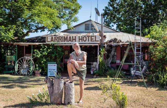 Publican Barry Sharpe – pictured at the Pink Panther Hotel in Larrimah – passed away last Saturday, December 7. Picture: Amos Aikman/The Australian