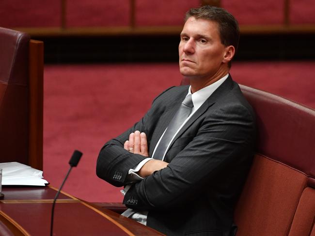 Former Liberal Senator Cory Bernardi during Senate Question Time at Parliament House on Wednesday. Picture: AAP/Mick Tsikas