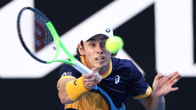 Alex de Minaur during in his first round match against Tennys Sandgren