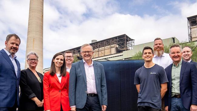 Prime Minister Anthony Albanese, Ed Husic, Chris Bowen and Penny Sharpe in the Hunter on Thursday, promoting “made in Australia” jobs. Photo Instagram