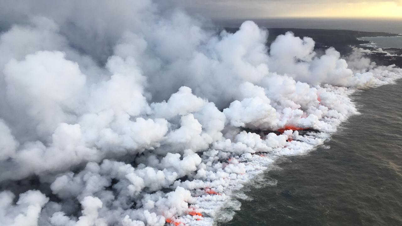 Lava entering the sea following an eruption of the same volcano in 2018. Picture: AFP / US Geological Survey