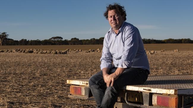 Merino sheep producer Steven Bolt on his farm in Corrigin. Picture: Matthew Poon