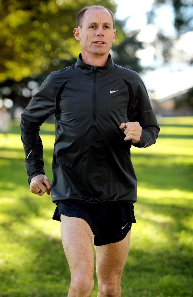 Not competing this year ... Australian marathon legend Steve Moneghetti pictured at Milson's Point for the Blackmores Running Festival.