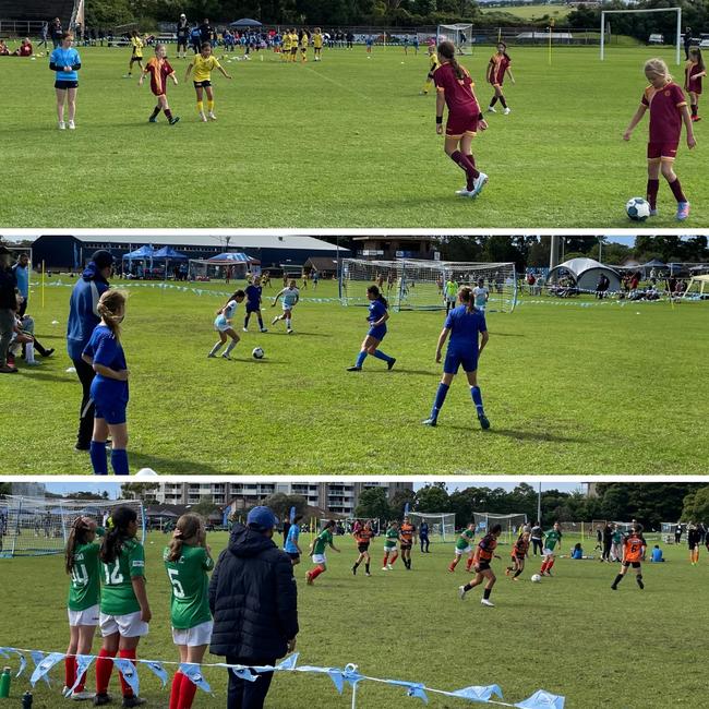 7-a-side action from the Female Football Festival in Kiama. Photo: Kevin Merrigan