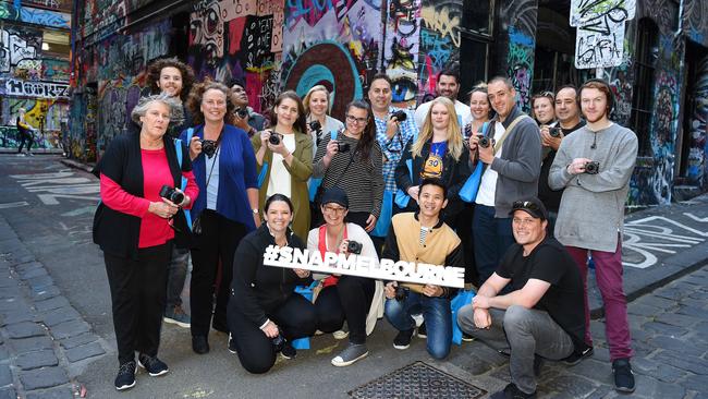 The #SnapMelbourne competition winners in Hosier Lane. Picture: Josie Hayden