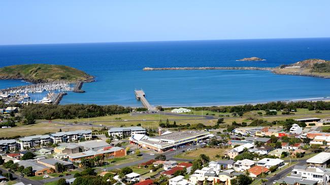 Aerial view of Coffs Harbour jetty, marina and foreshore. Photo: Trevor Veale / The Coffs Coast Advocate