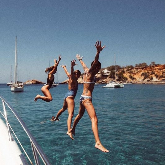 Ruby Rose and friends have a blast while on holiday in Ibiza. Picture: Ruby Rose/Instagram