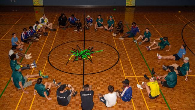 Olympians and scholarship coaches run training sessions for Katherine youth at RAAF Base Tindal. Picture: Pema Tamang Pakhrin